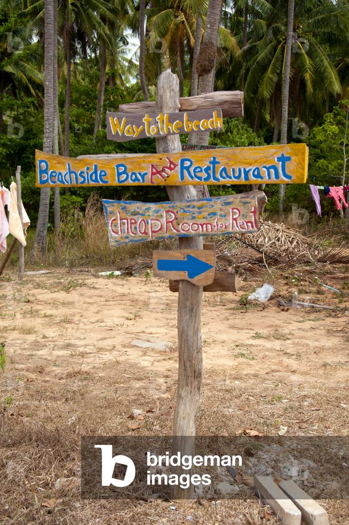 Thailand: Signpost at Hat Khlong Nin, Ko Lanta, Krabi Province