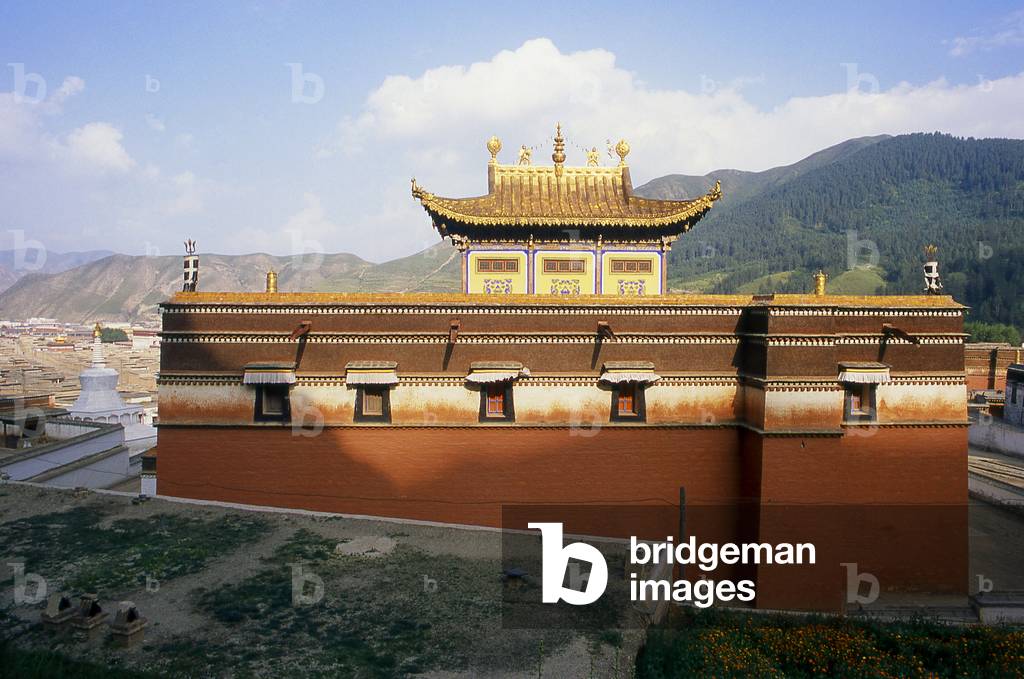 China: The Small Gold Tile Temple Hall, Labrang Monastery, Xiahe, Gansu province