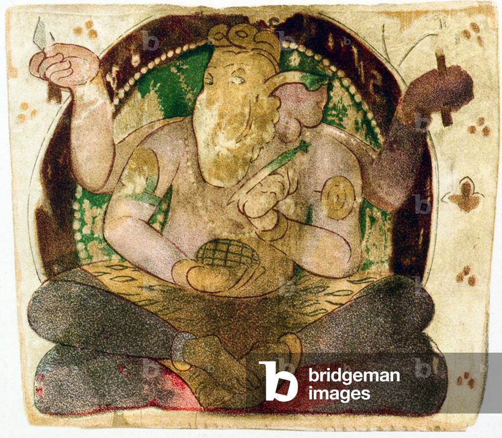 China / Silk Road: Panel from Dandan Oilik believed to represent the Hindu God Ganesh, 7th-8th century CE