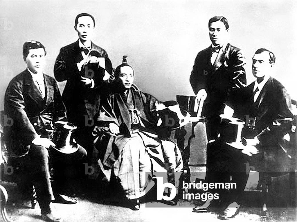 Japan: Members of the Iwakura Mission, 1873. The leader of the mission, Iwakura Tomomi, seated in centre