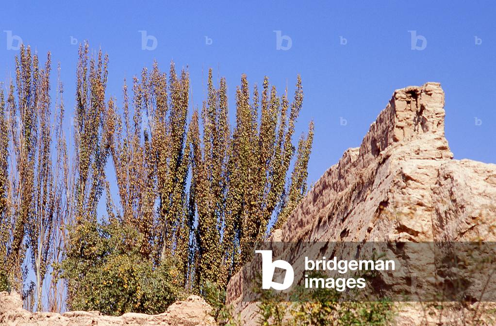 China: Remains of the old city wall in Khotan, Xinjiang Province