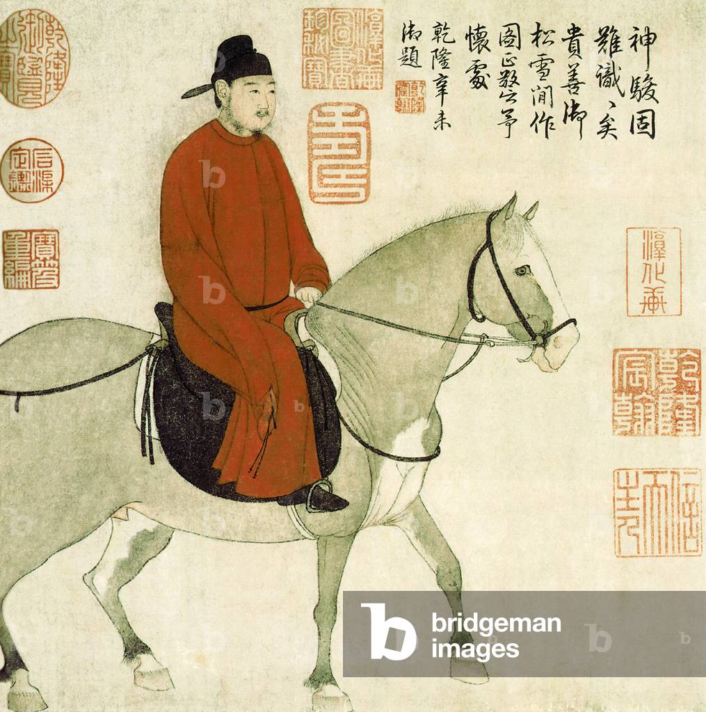 China: 'Man Riding a Horse' (detail), Zhao Mengfu (1254-1322), Yuan Dynasty (1271-1368) scholar and painter, 1296