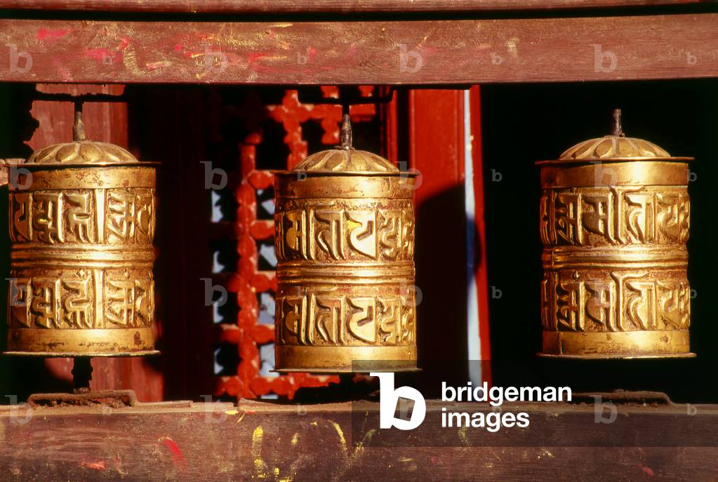 Nepal: Prayer wheels at Bodhnath (Boudhanath), Kathmandu