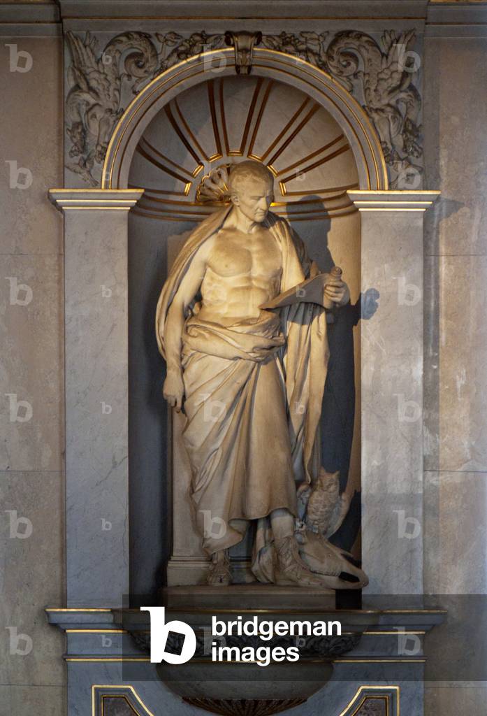 Austria: Aristotle (384 - 322 BCE), Greek philosopher, Natural History Museum (Naturhistorisches Museum), Vienna. Sculptor, Karl Kundmann (1838 - 1919)
