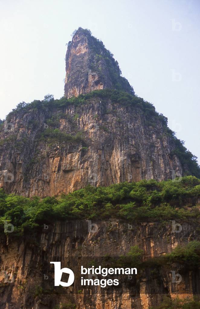 China: Misty Gorge, one of the Three Little Gorges on the Daning River off the Yangtze (Yangzi) River, near Wushan and The Three Gorges, Chongqing Municipality