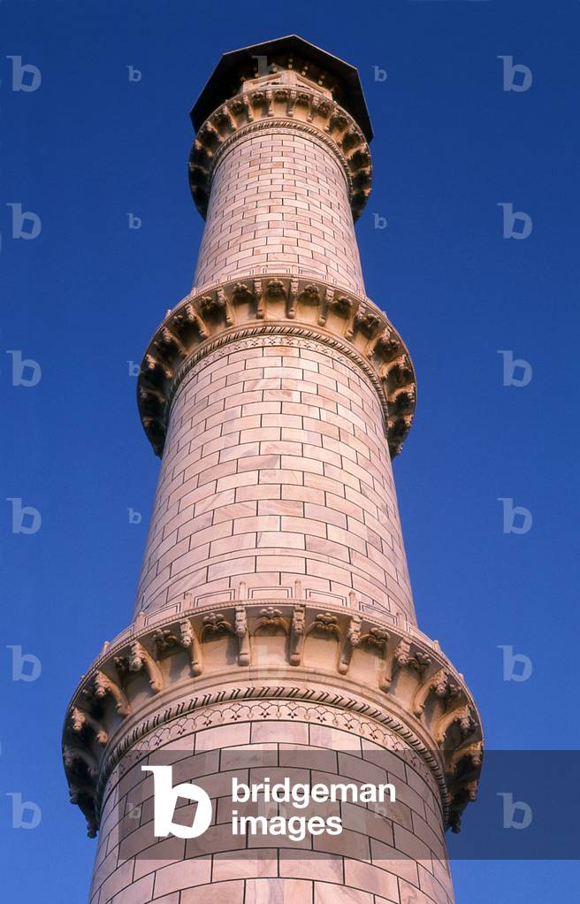 India: A minaret at the Taj Mahal, Agra, Uttar Pradesh