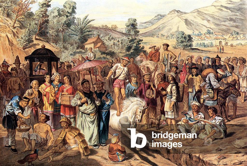 China: A military inspection in Suijiang in northeastern Yunnan province, as illustrated by French expeditioner Louis Delaporte in 1868.