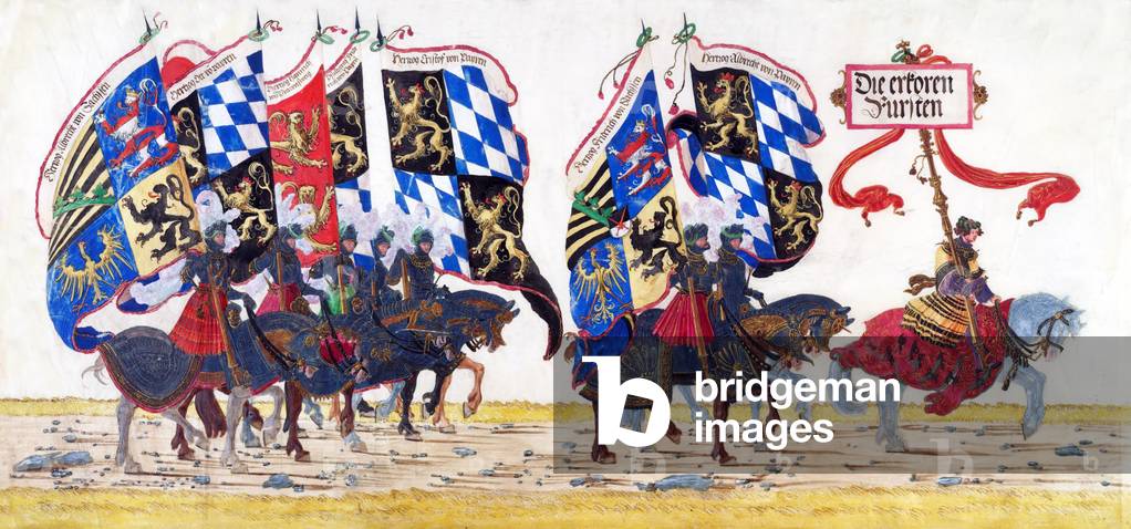 Germany / Austria: 'The German Princes', from 'The Triumphal Procession of Emperor Maximilian I', Albrecht Altdorfer and workshop, c. 1512-1515
