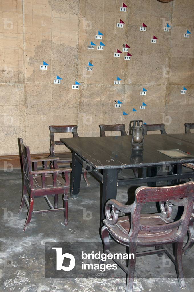 China: General Headquarters operations office with campaign map, Zunyi Conference Hall, Zunyi, Guizhou Province