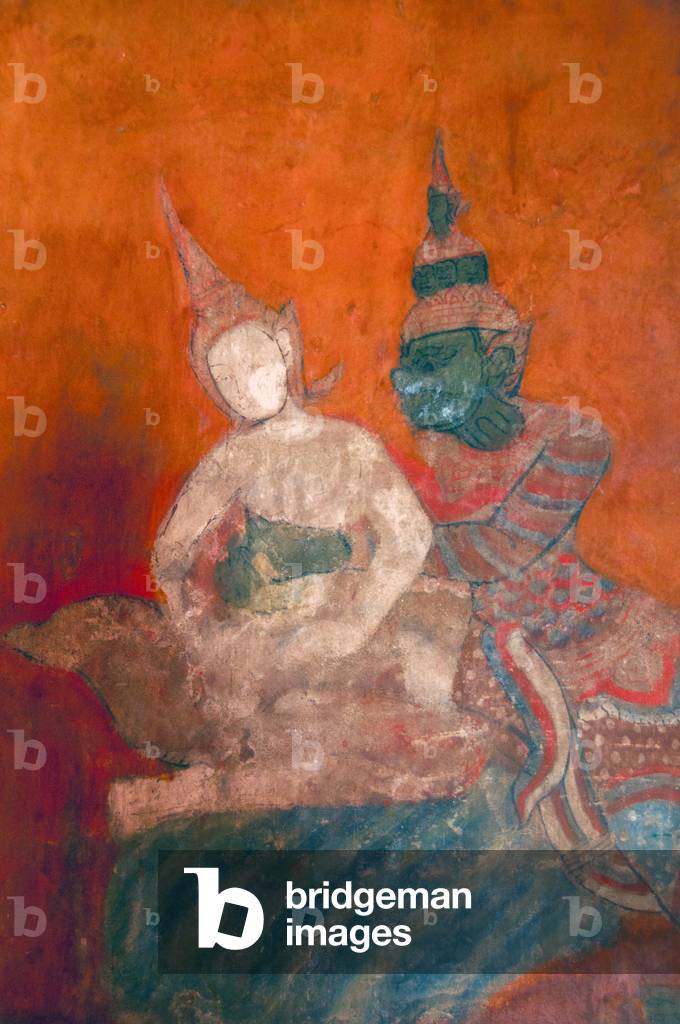 Thailand: Mural scene from the Buddhist Jataka tales, Wat Hang Dong, Chiang Mai, northern Thailand