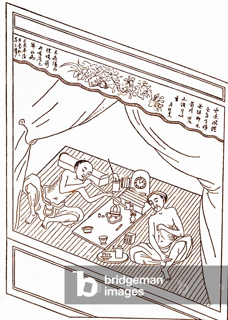 Vietnam: Two men smoking opium, Annam, 18th century
