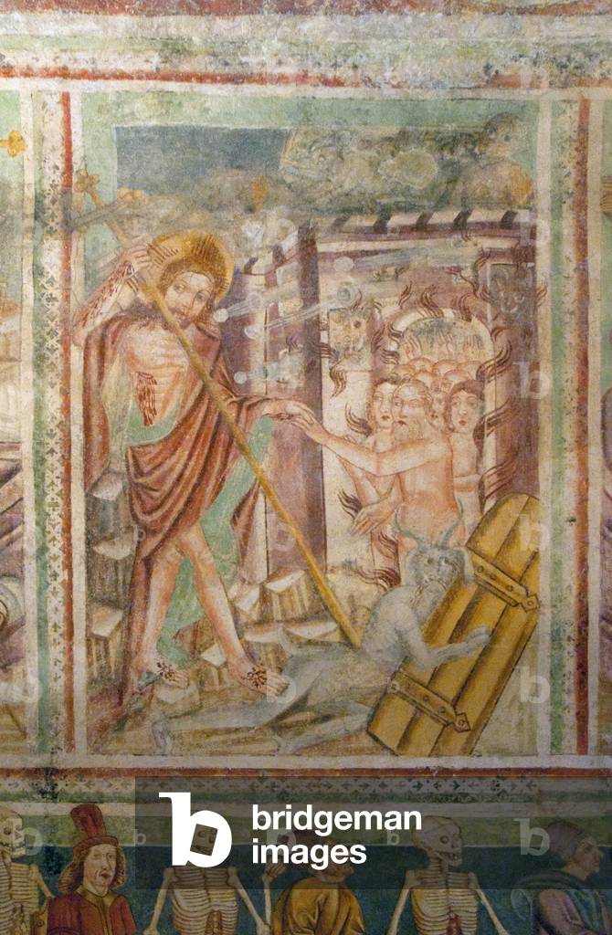 Slovenia: 15th century fresco by John of Kastav (Johannes de Castua) showing a scene from Christ's Passion above the 'Danse Macabre' (Dance of Death), Holy Trinity Church, Hrastovlje, Rizana Valley