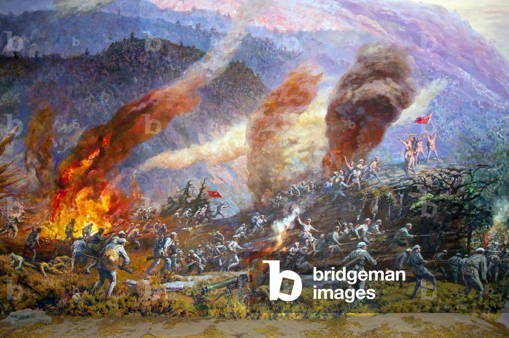 China: Battle scene, Zunyi Conference Hall Revolutionary Museum, Zunyi, Guizhou Province