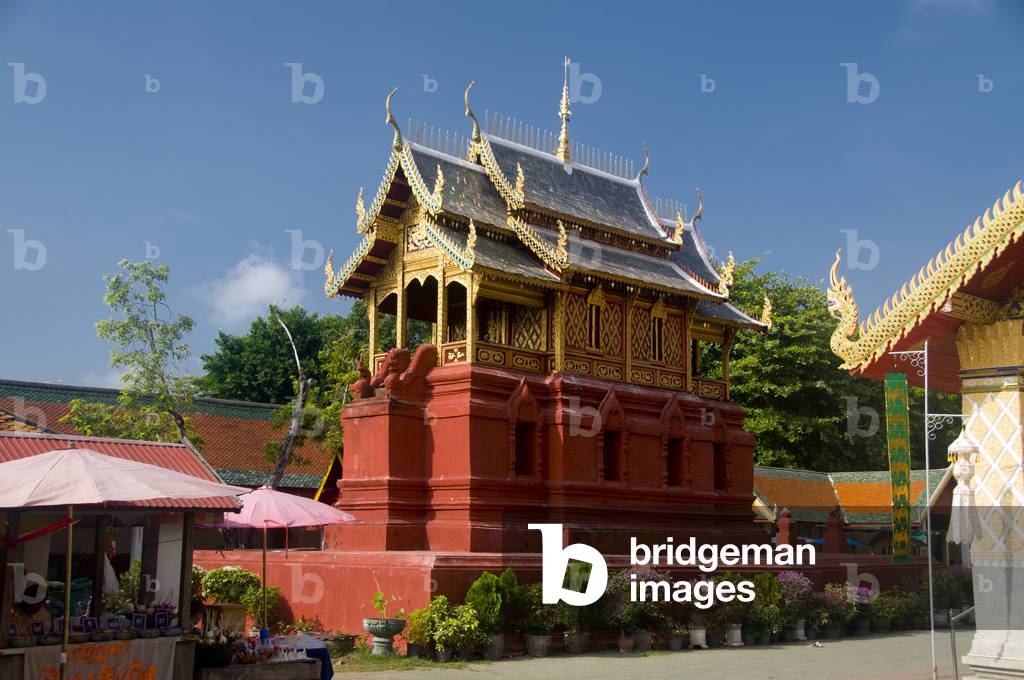 Thailand: Ho Trai or library building at Wat Phrathat Haripunchai, Lamphun