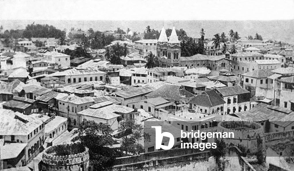 Tanzania / Zanzibar: View over Stone Town to St Joseph's Cathedral, early 20th century