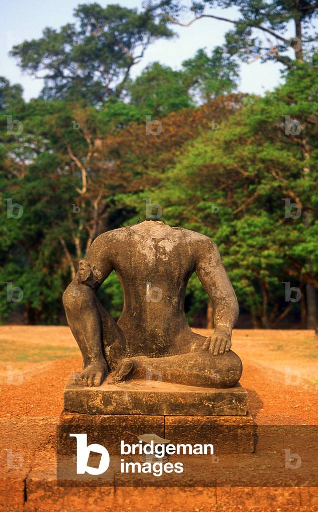 Cambodia: Early morning light on the statue of Yama, God of Death, commonly called the Leper King, the Terrace of the Leper King, Angkor Thom