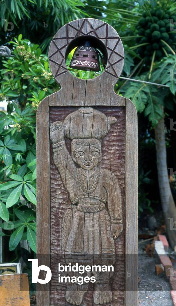Taiwan: An Amis (an indigenous people) totem outside a house in Futientsun, Eastern Rift Valley