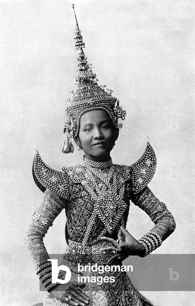 Thailand: The young male lead in a Siamese theatre play, c. 1900