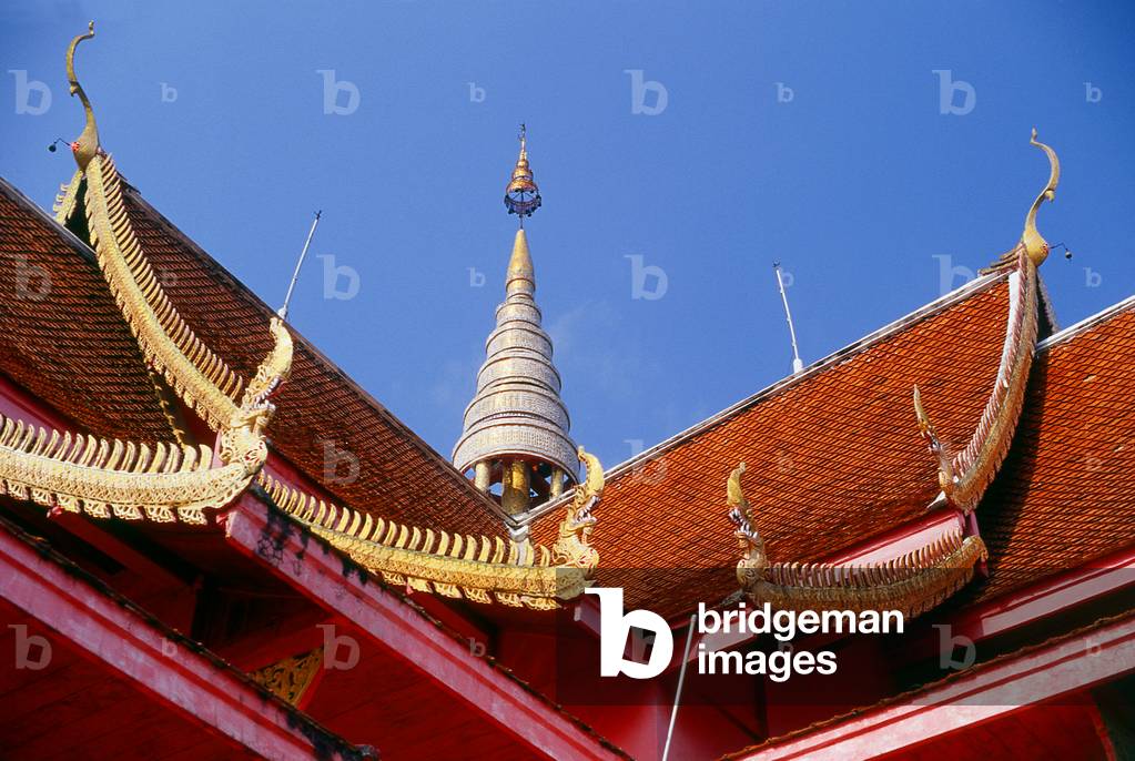 Thailand: Roof of the main viharn at Wat Phrathat Doi Saket, Chiang Mai, northern Thailand