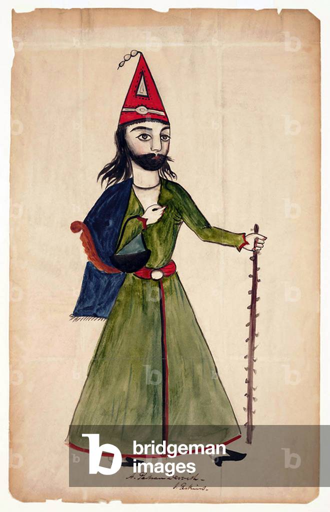 Iran: 'A Persian dervish', sketch and watercolour by Justin Perkins, Urmia (1839)