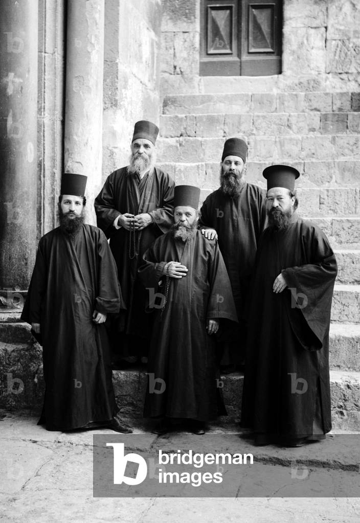 Palestine: Greek Orthodox priests in Jerusalem, c. 1900