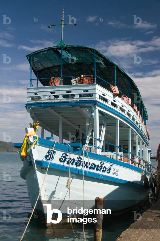 Thailand: Dive boat at the pier, Bang Bao fishing village, Ko Chang, Trat Province