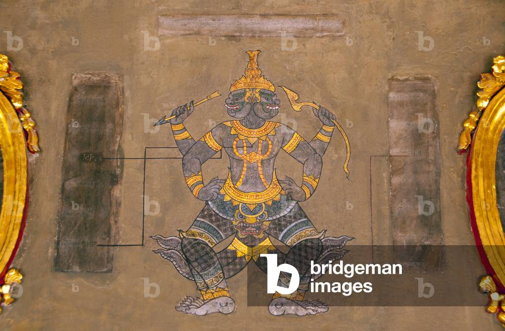 Thailand: 19th century mural painted during the reign of Rama III (1787 - 1851) in the massage pavilions, Wat Pho (Temple of the Reclining Buddha), Bangkok