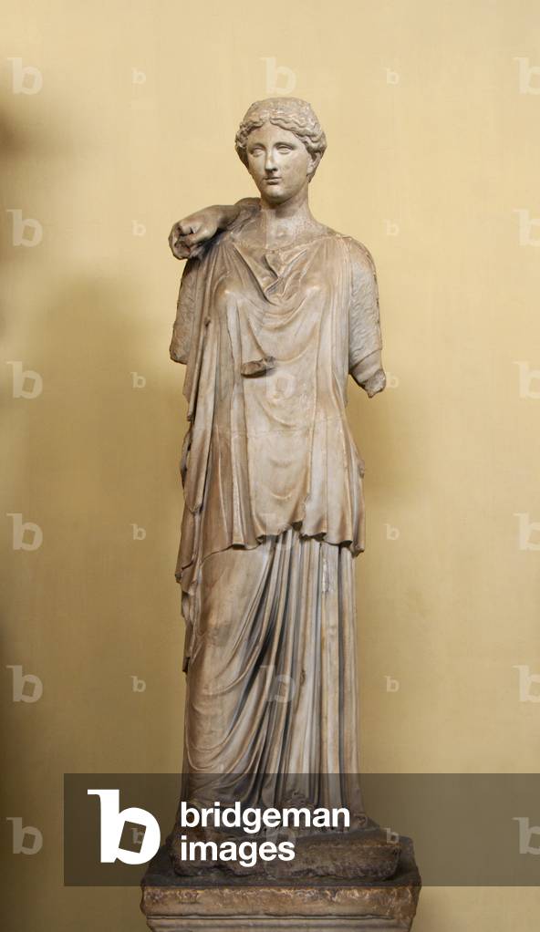 Italy: Hygieia, Greek and Roman goddess of health, cleanliness and hygiene. A Roman copy sculpted in the 2nd century CE, Vatican Museum, Rome (2016)
