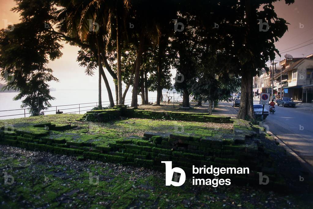 Thailand: The ruined foundations of an ancient chedi, Chiang Saen, Chiang Rai Province, Northern Thailand