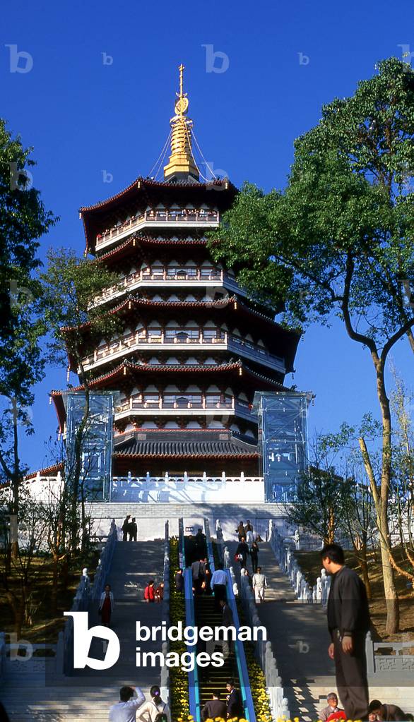 China: The Leifeng Pagoda overlooking Xi Hu (West Lake), Hangzhou