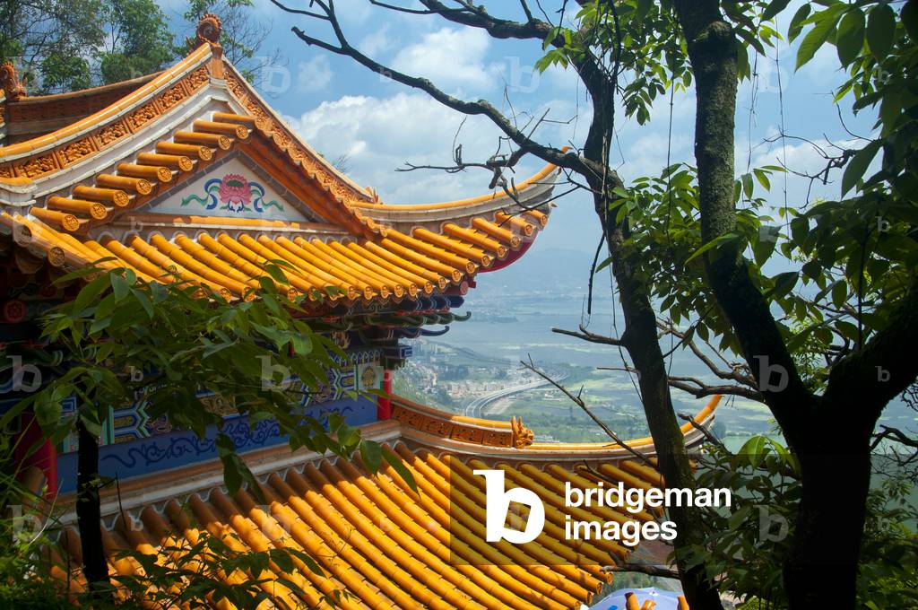 China: Pavilion roof at Long Men (Dragon Gate), Xishan (Western Hills), near Kunming, Yunnan Province