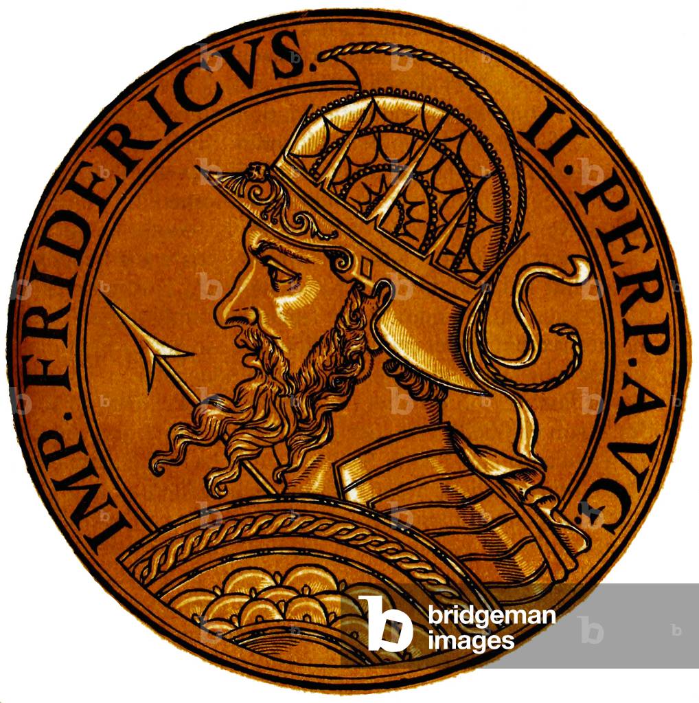 Germany: Frederick II (1194-1250), 23rd Holy Roman emperor,  c. 1645 (print)
