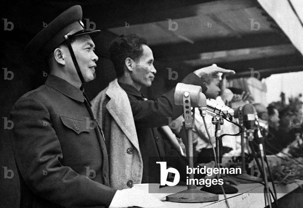General Vo Nguyen Giap and Pham Van Dong, Hanoi, 1955 (b/w photo)