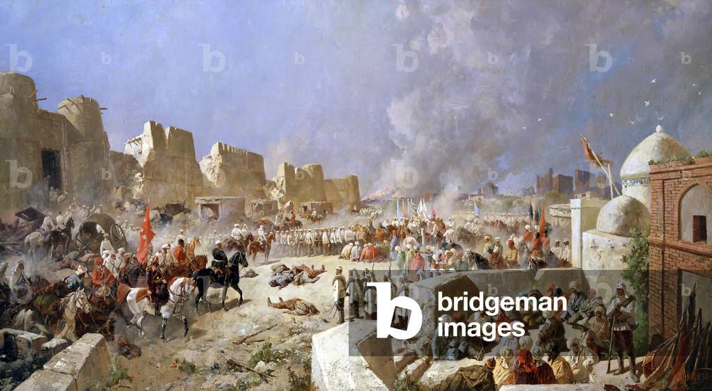 Uzbekistan: Russian troops taking Samarkand, June 8, 1868. Nikolay Karazin (1842-1908)