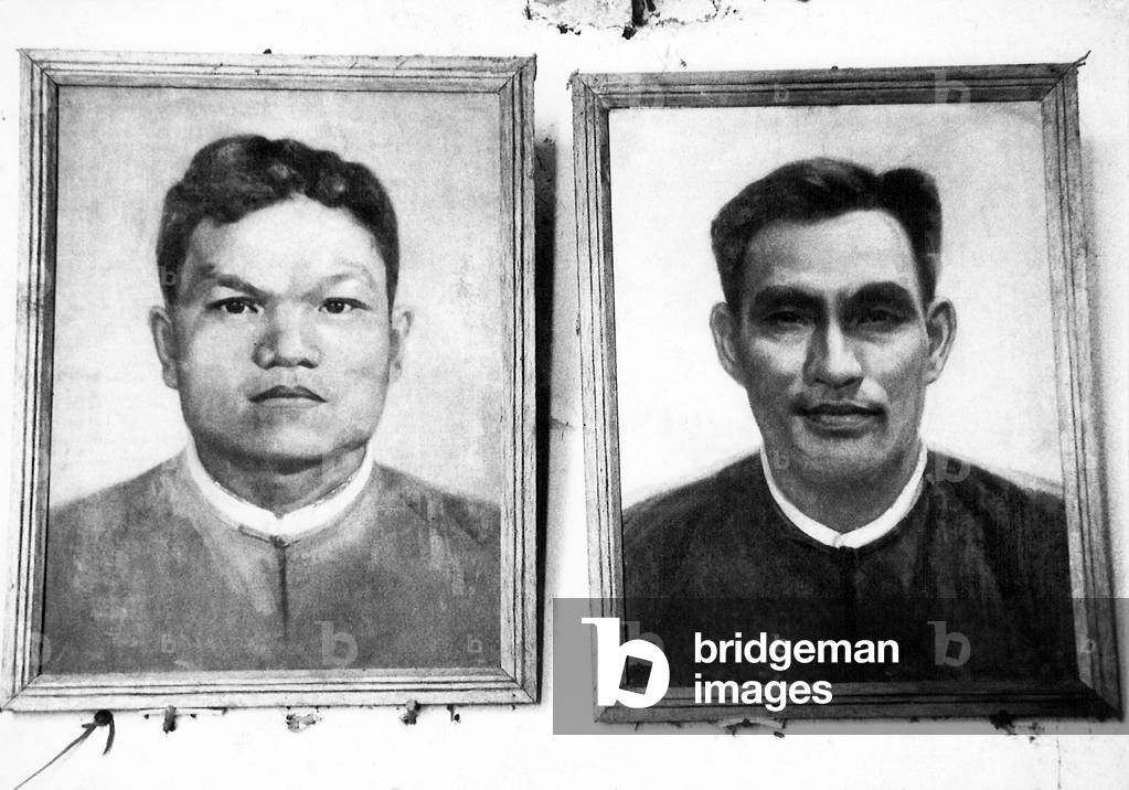 Burma / Myanmar: Portraits in Panghsang of Thakin Than Tun and Thakin Zin, Communist Party of Burma (CPB), (c. 1985)