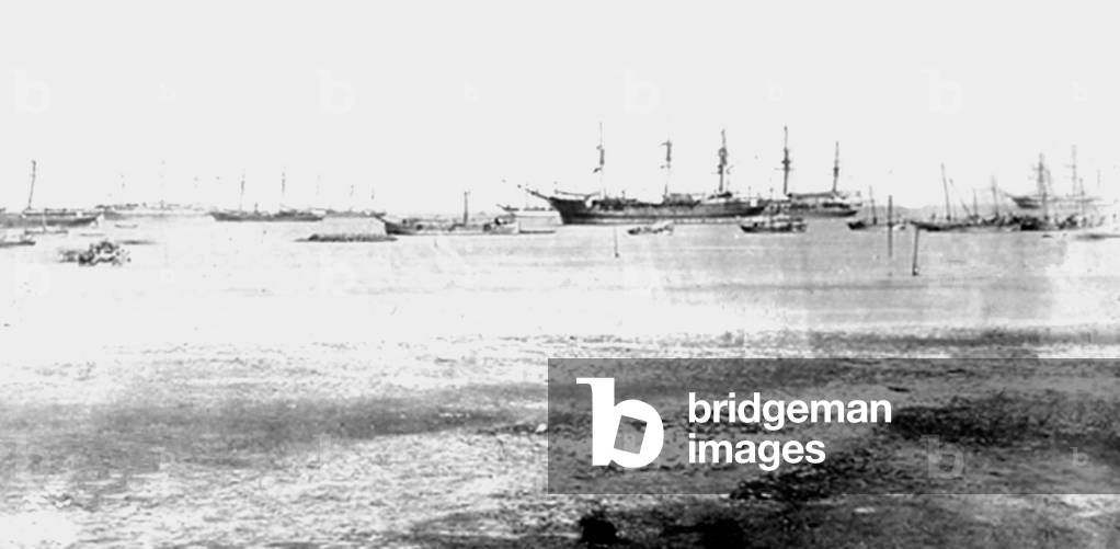 Ethiopia:The British Expedition to Abyssinia. British Naval ships at Annelsey Bay, Ethiopia, December 1867