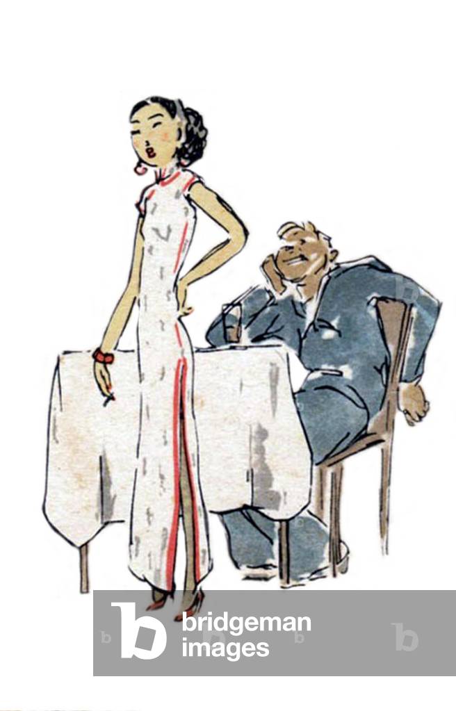 China: A sketch of Nightlife in Old Shanghai in the 1930s.