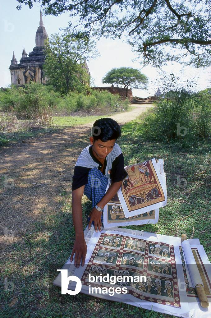 Burma: Painting seller, Bagan (Pagan) Ancient City