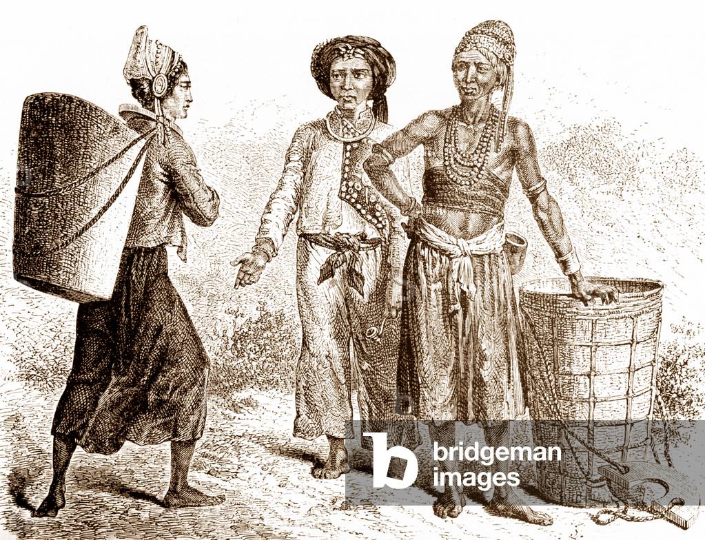 Burma/ Myanmar: Ethnic Lahu villagers in Muong Lim, Shan State, encountered by a French expedition in June 1867.