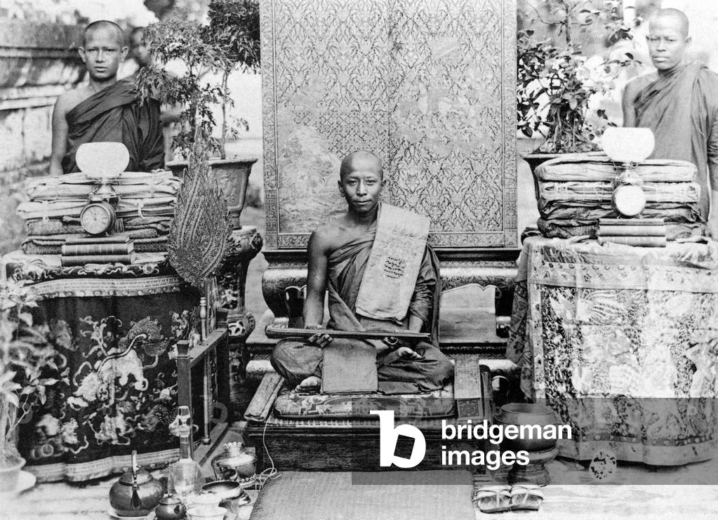 Cambodia: Khmer Buddhist monks take part in a Kathin ceremony in Phnom Penh in 1925.