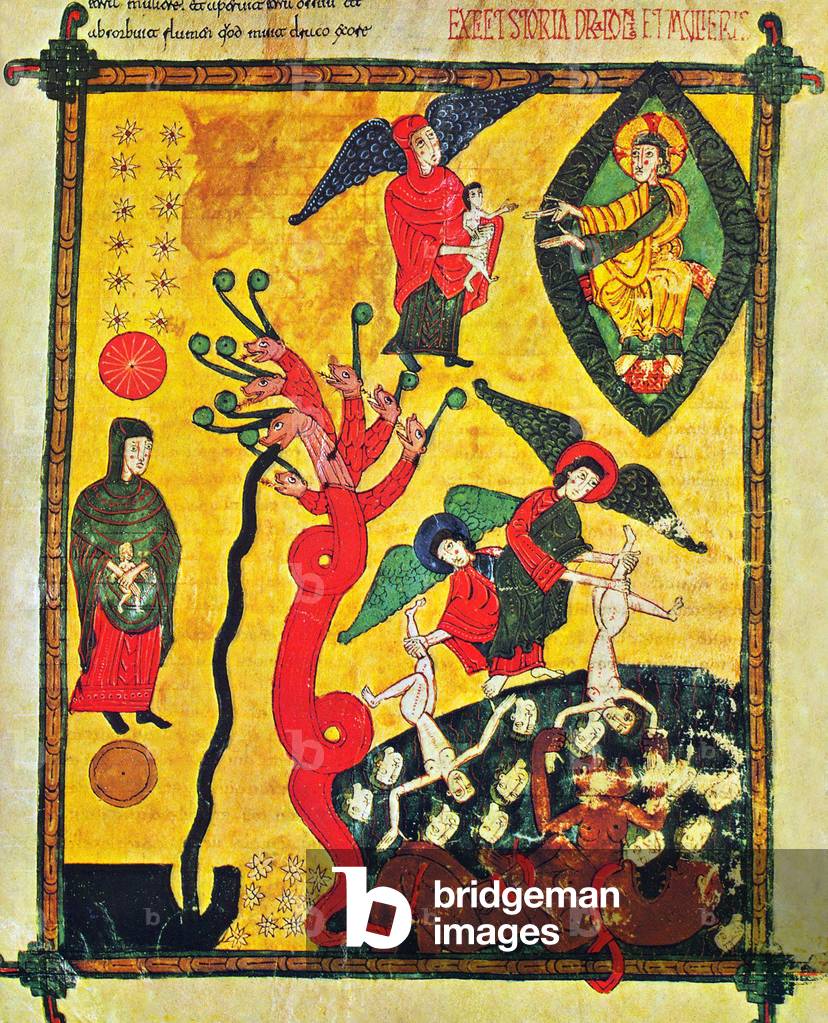 Spain: The Woman and the Dragon. From the Beatus of El Burgo de Osma, 1086 CE