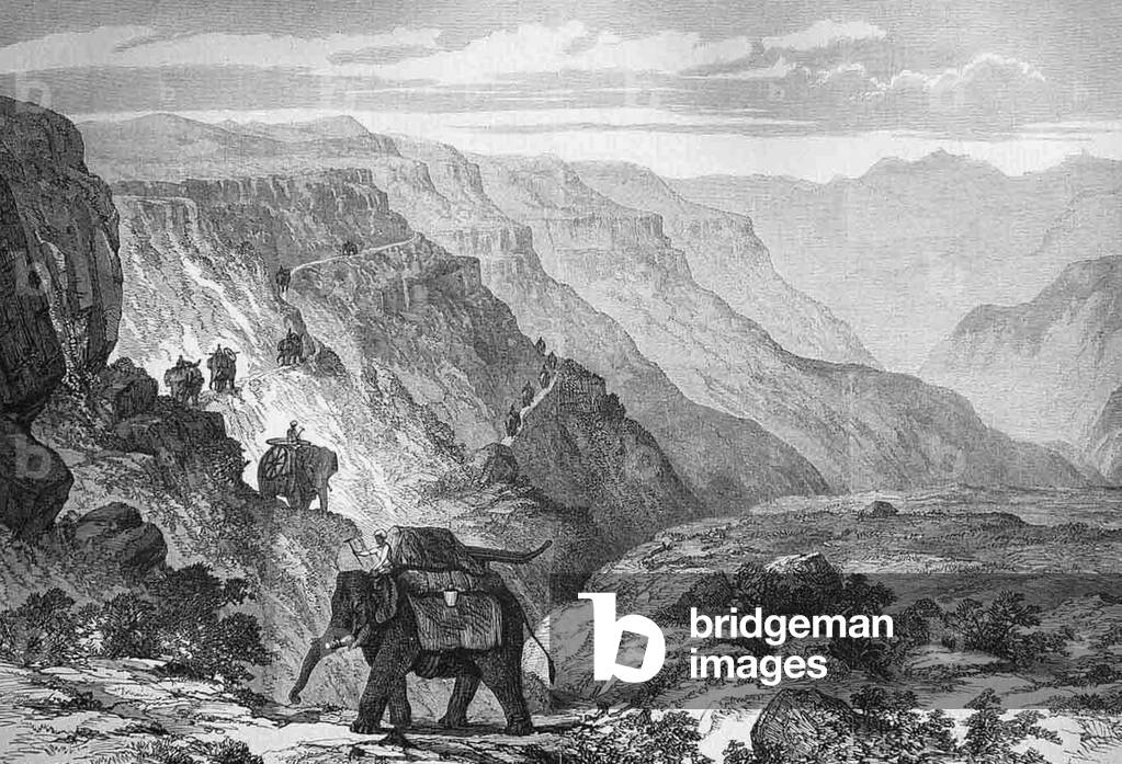 Ethiopia: The British Expedition to Abyssinia. Elephant artillery Tekeze Valley