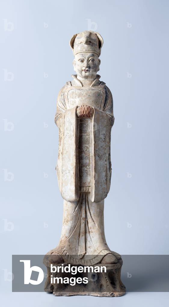 China: Terracotta tomb figurine of a male official, Tang Dynasty (618-907), c. 650 CE