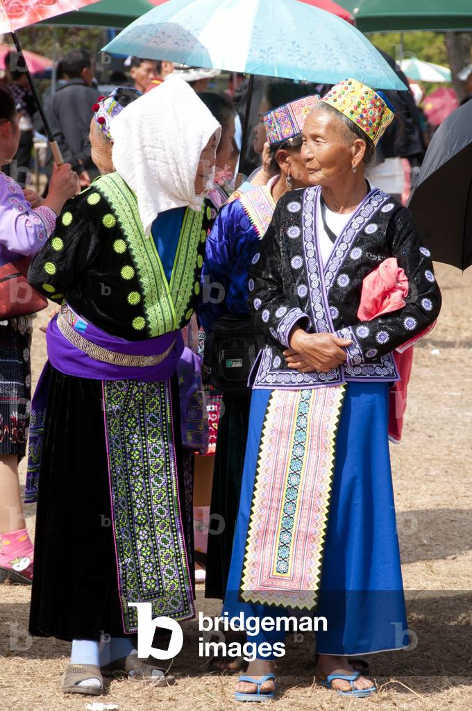 Thailand: Finely dressed women at Hmong New Year celebrations, Chiang Mai, Northern Thailand