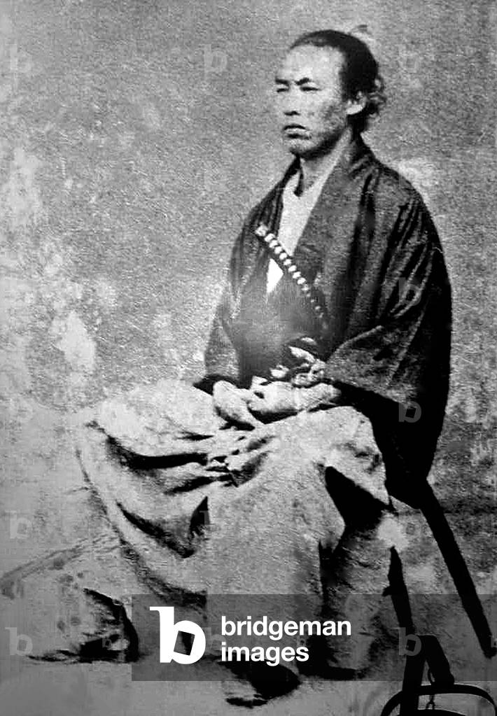 Japan: Portrait of a samurai by Japanese photographer Ueno Hikoma (1838-1904) c. 1860s-1870s