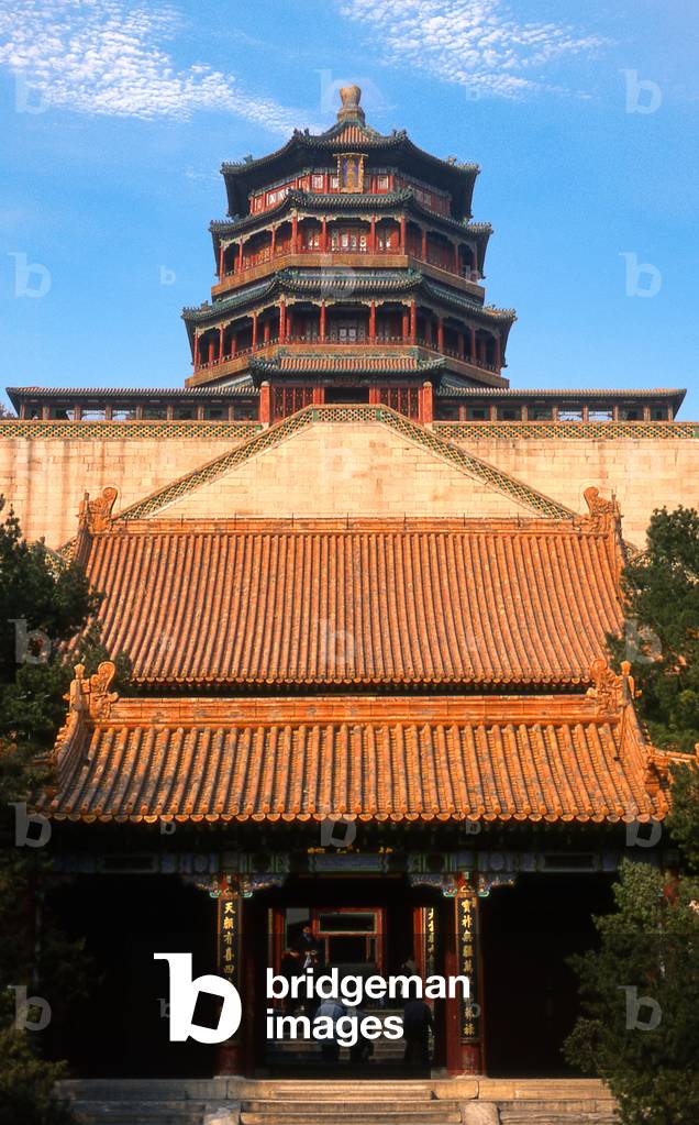 China: The Tower of the Fragrance of the Buddha (Foxiang Ge) atop Fragrance Hill, Summer Palace (Yíhe Yuan), Beijing
