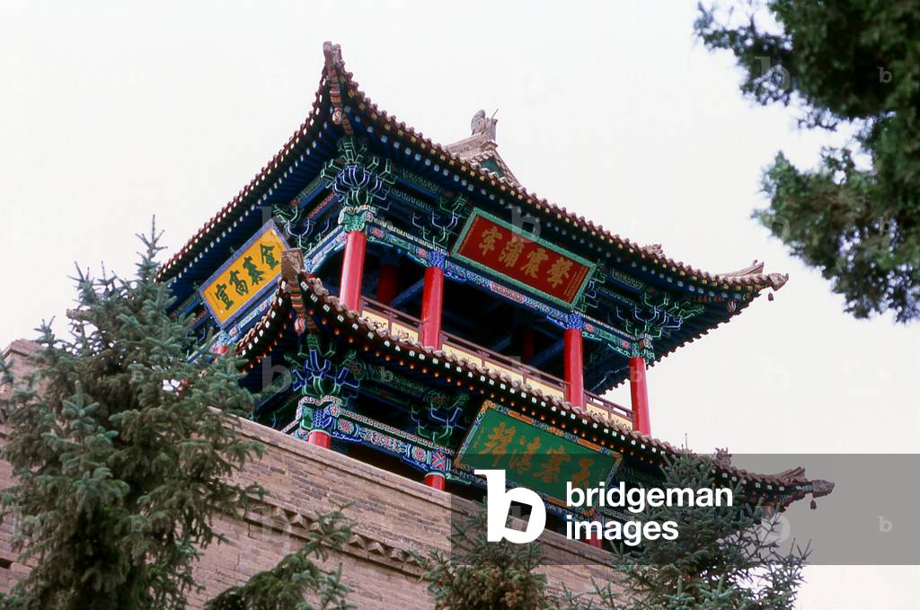 China: Bell tower at Dayun Si (Dayun Temple), a Tang Dynasty (618 - 907 CE) era Taoist temple, Wuwei, Gansu Province