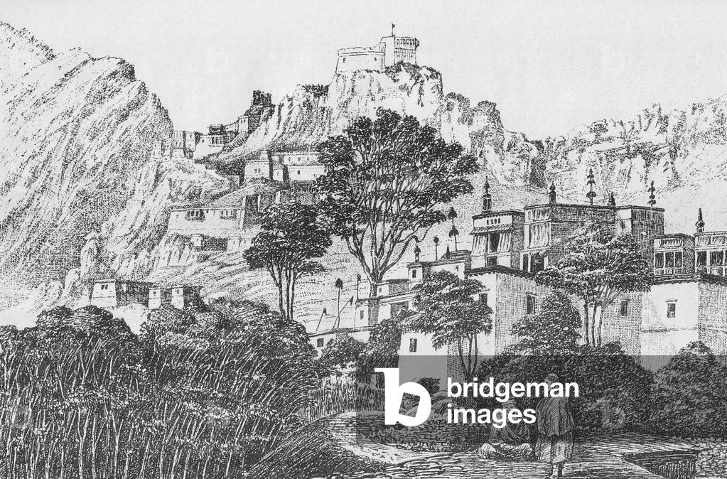 India: A drawing of Hemis Monastery, Ladakh, by Thomas Edward Gordon, (1876).