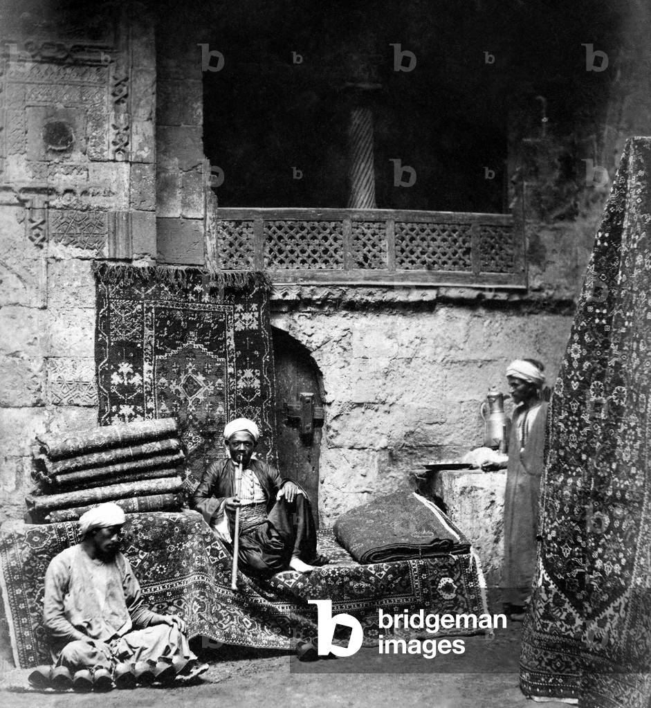 Egypt: Carpet sellers in Cairo, late 19th century