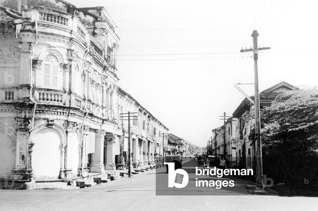 Thailand: Sino-Portuguese shophouses along Thanon Yaowarat (Yaowarat Road), Phuket, 1957